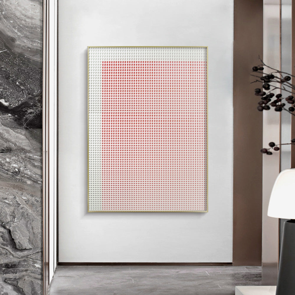 Red Grid Acrylic Installation Art