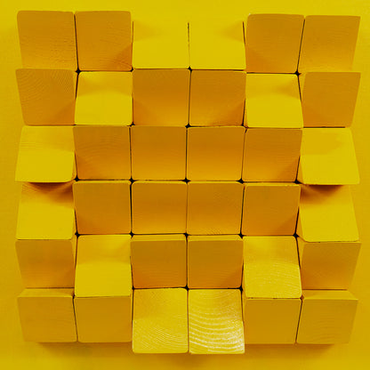 Matrix Yellow Block Wood Carving Installation Art