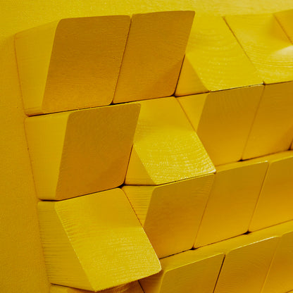 Matrix Yellow Block Wood Carving Installation Art