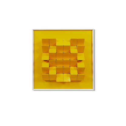 Matrix Yellow Block Wood Carving Installation Art