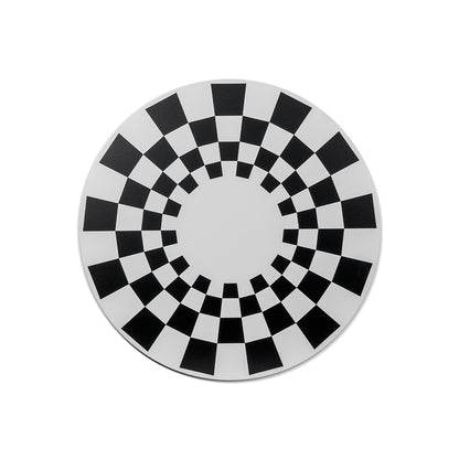 Black and White Checkerboard Wood Carving Installation Art